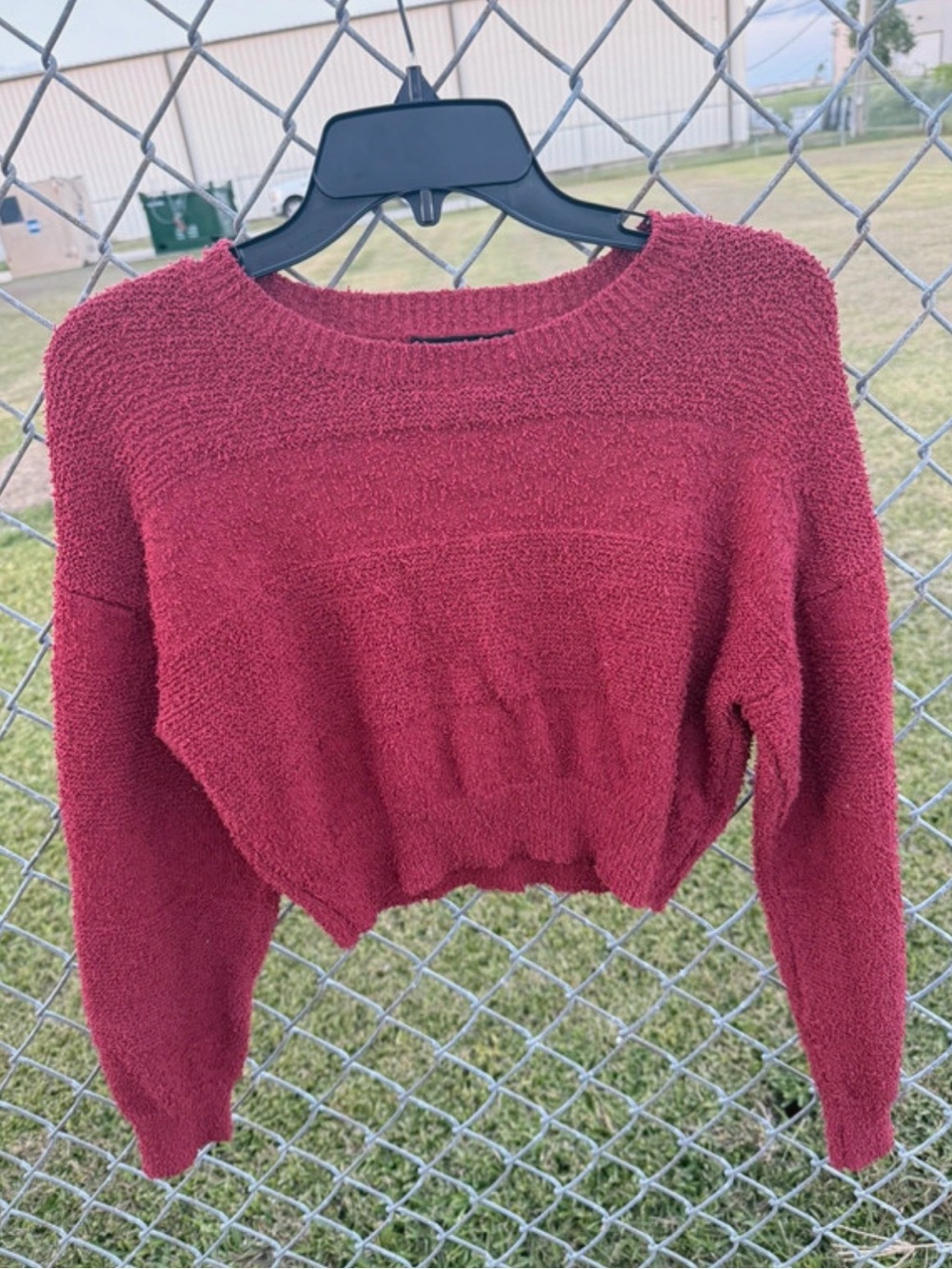 Forever 21 Cropped Crewneck Sweater - Wine